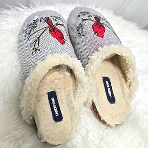 Lands' End Scuff Cardinal Soft Sherpa Lined Humming BirdSlippers Size 10M 🌴